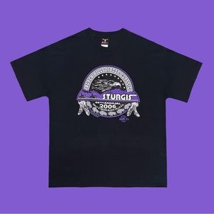 2006 Black Hills Sturgis rally t-shirt. Nice biker shirt with purple lighting.